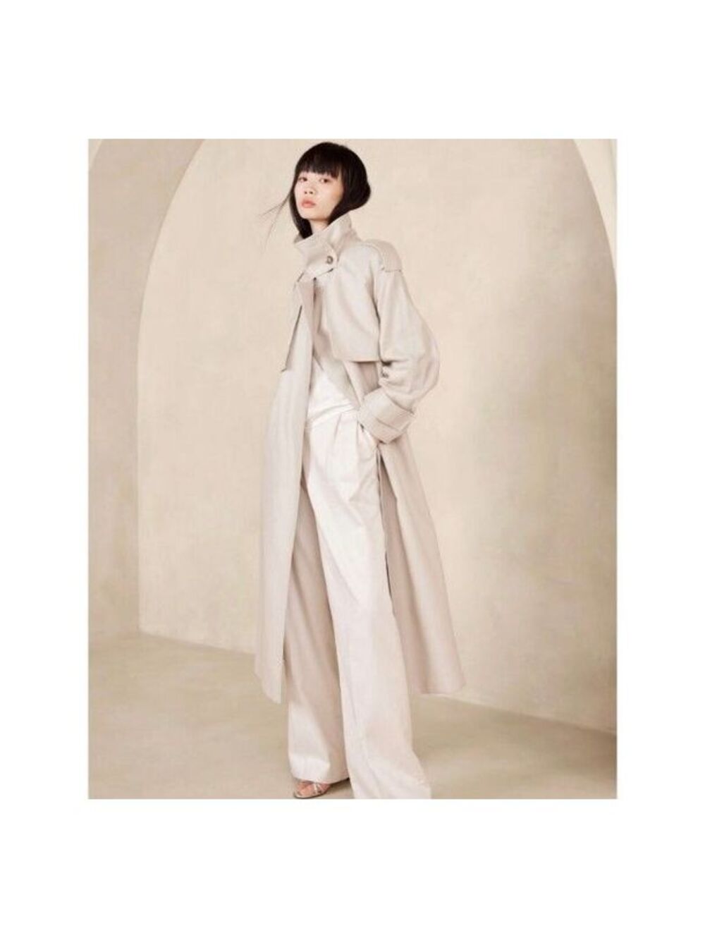 NWT Banana Republic Sabbia Oversized Italian Twill Trench Coat Natural Stone LP